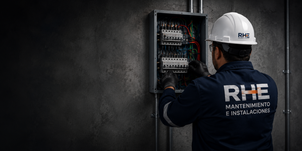 Técnico realizando instalación y mantenimiento eléctrico
